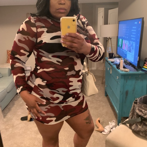 Plus Size Sheer Camo Dress - Picture 4 of 4